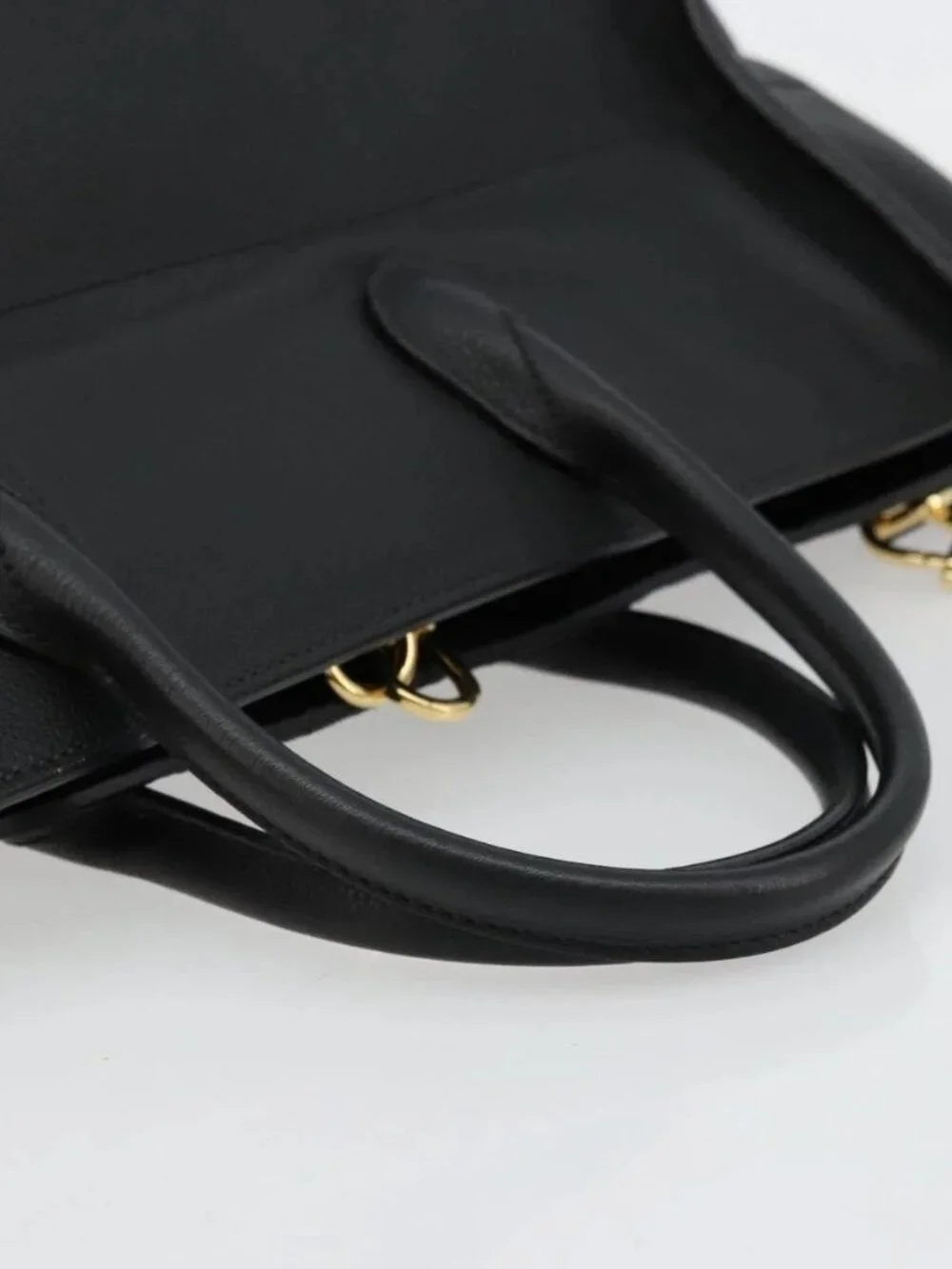 GUCCI Tote Bag Leather 2way Black Gold 674837 Auth